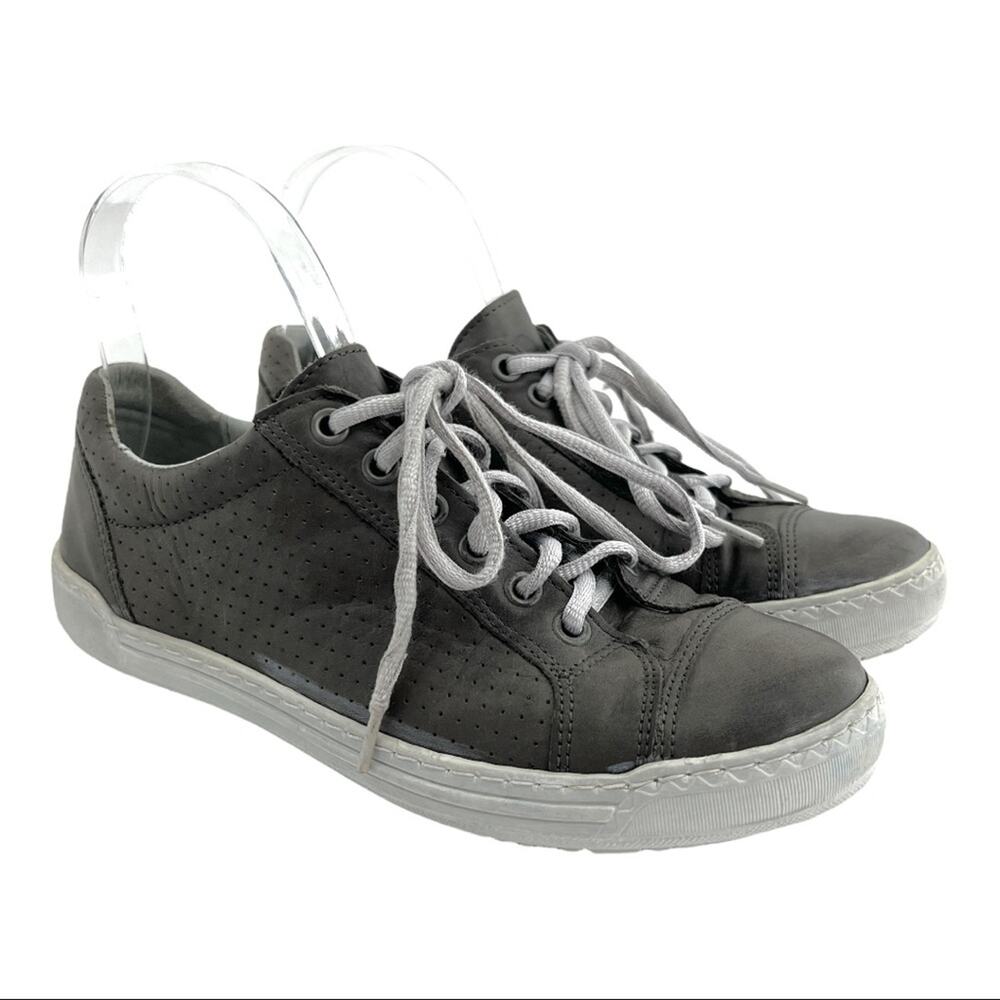 Philip Davidson (37) (6.5) Womens Gray Leather Perforated Sneakers Shoes